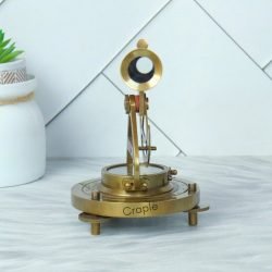 Handmade Antique Brass Alidade Telescope | Brown Leather Wrap, Compass | Surveying Decor Gift - Image 4