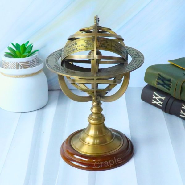 Armillary Sphere | Celestial Astrolabe Globe, Zodiac Details | Nautical Desk Decor & Educational Gift - Image 6