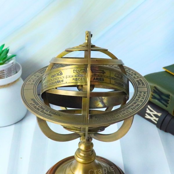 Armillary Sphere | Celestial Astrolabe Globe, Zodiac Details | Nautical Desk Decor & Educational Gift - Image 5