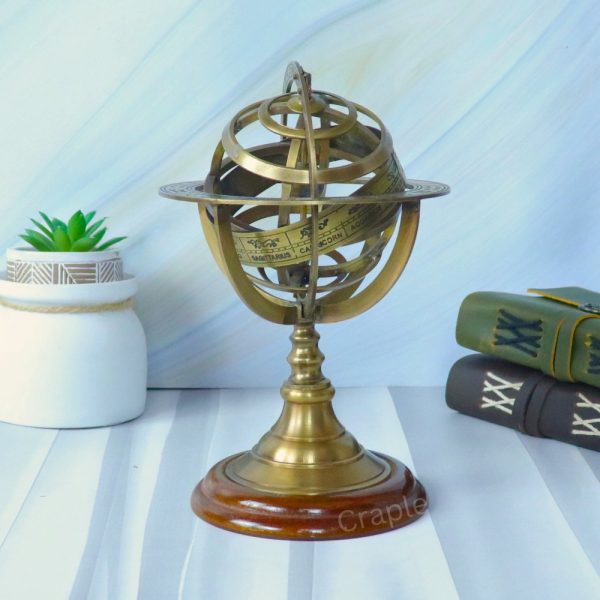 Armillary Sphere | Celestial Astrolabe Globe, Zodiac Details | Nautical Desk Decor & Educational Gift - Image 3