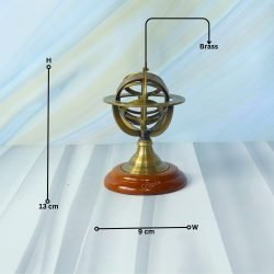 Small Brass Armillary Sphere | Zodiac Markings, Wood Base | Compact Desk Decor & Nautical Gift - Image 10