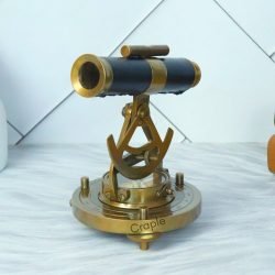 Alidade Telescope with Compass Nautical Antique Brass Leather Grip Desk Decorative Gift Item - Image 2