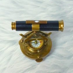 Alidade Telescope with Compass Nautical Antique Brass Leather Grip Desk Decorative Gift Item - Image 5