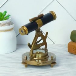 Alidade Telescope with Compass Nautical Antique Brass Leather Grip Desk Decorative Gift Item - Image 3