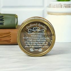 Antique Brass Sundial Compass | Calendar Lid, Wooden Box | Desk Decor & Collector's Gift - Image 2
