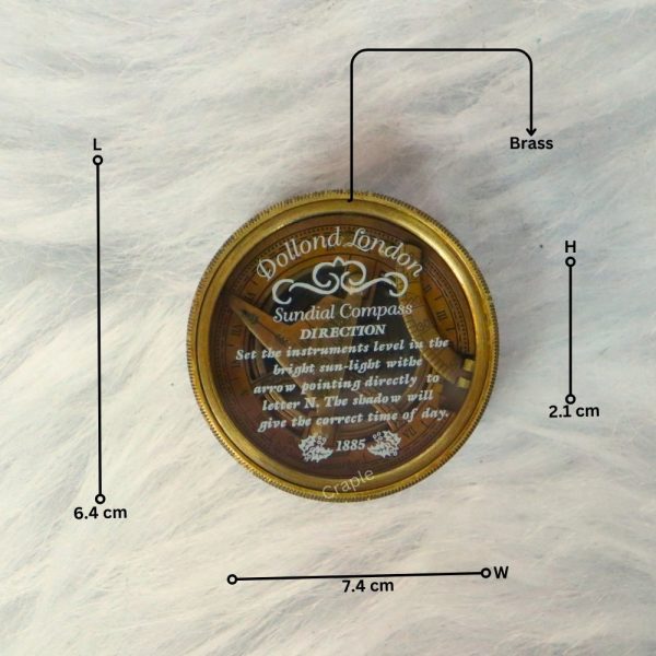 Antique Brass Sundial Compass | Calendar Lid, Wooden Box | Desk Decor & Collector's Gift - Image 7