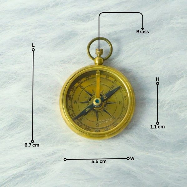 Classic Open Face Pocket Compass | Shiny Brass, Classic Design, Includes Chain | Elegant Navigational Keepsake & Gift - Image 6