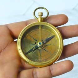 Classic Open Face Pocket Compass | Shiny Brass, Classic Design, Includes Chain | Elegant Navigational Keepsake & Gift - Image 3