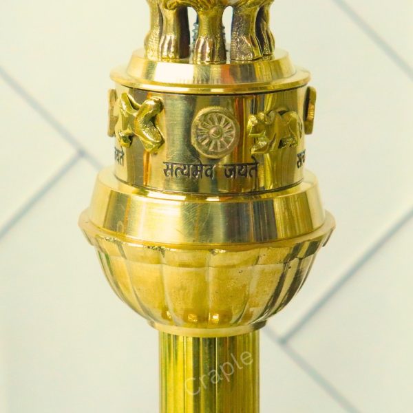 Stately Tall Brass Ashoka Pillar | National Emblem Replica, Fluted Column | Office Decor & Patriotic Gift - Image 4