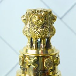Stately Tall Brass Ashoka Pillar | National Emblem Replica, Fluted Column | Office Decor & Patriotic Gift - Image 3
