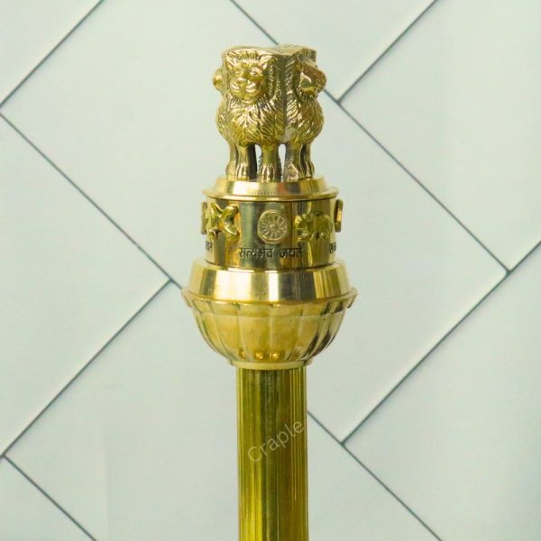 Stately Tall Brass Ashoka Pillar | National Emblem Replica, Fluted Column | Office Decor & Patriotic Gift - Image 6