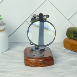 Black Folding Desk Magnifier | Brass & Wood, Adjustable Arm, Vintage Style | Reading & Hobby Aid - Image 4