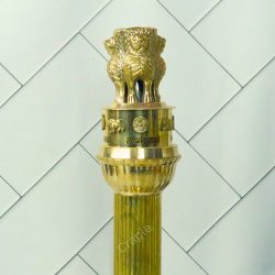 Grand Tall Brass Ashoka Pillar Sculpture | Majestic National Emblem Replica, Fluted Column | Prestigious Office Decor & Patriotic Gift - Image 4