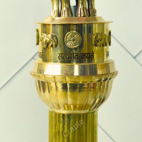 Grand Tall Brass Ashoka Pillar Sculpture | Majestic National Emblem Replica, Fluted Column | Prestigious Office Decor & Patriotic Gift - Image 5