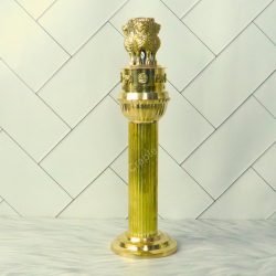 Grand Tall Brass Ashoka Pillar Sculpture | Majestic National Emblem Replica, Fluted Column | Prestigious Office Decor & Patriotic Gift - Image 3
