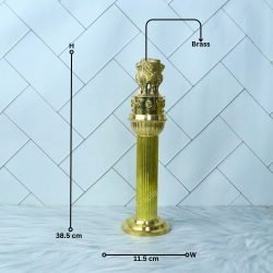 Grand Tall Brass Ashoka Pillar Sculpture | Majestic National Emblem Replica, Fluted Column | Prestigious Office Decor & Patriotic Gift - Image 7