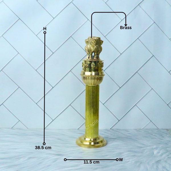 Grand Tall Brass Ashoka Pillar Sculpture | Majestic National Emblem Replica, Fluted Column | Prestigious Office Decor & Patriotic Gift - Image 7